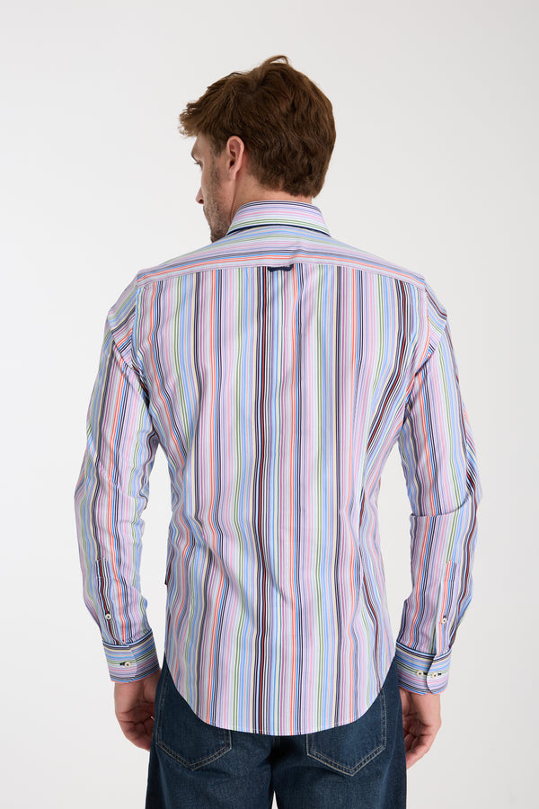 Chemise Homme Donatello Iconic Popelin Stretch Blanc Bleu clair