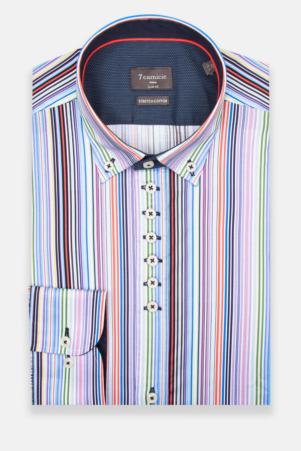 Chemise Homme Donatello Iconic Popelin Stretch Blanc Bleu clair