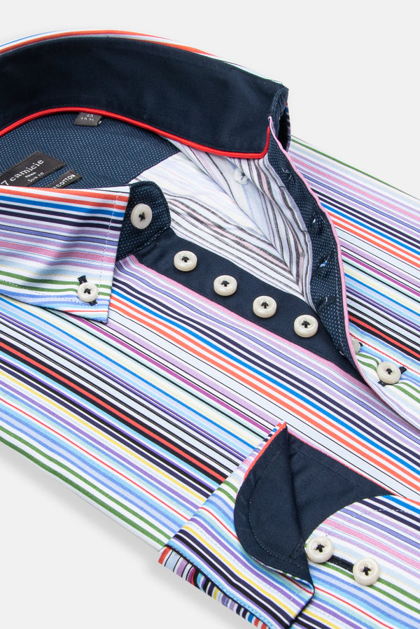 Chemise Homme Donatello Iconic Popelin Stretch Blanc Bleu clair