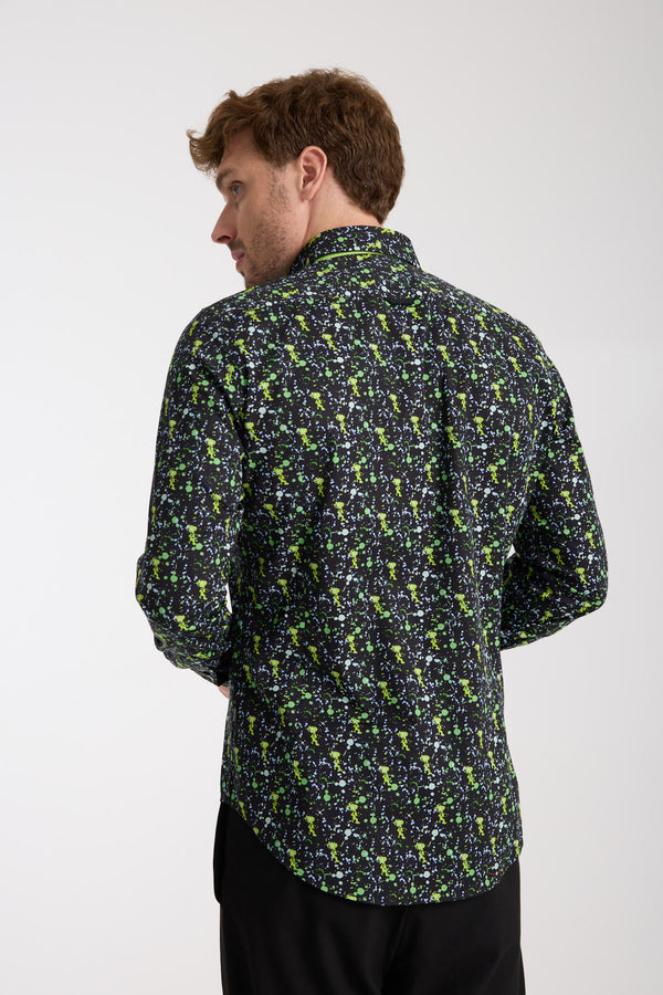 Camisa Hombre Donatello Iconic Popelin Stretch Negro Verde