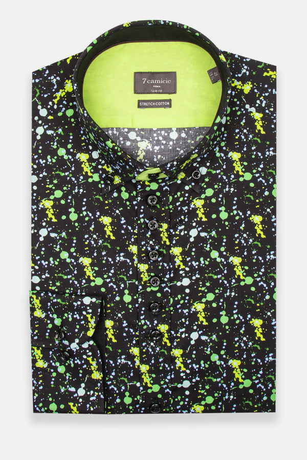Camisa Hombre Donatello Iconic Popelin Stretch Negro Verde