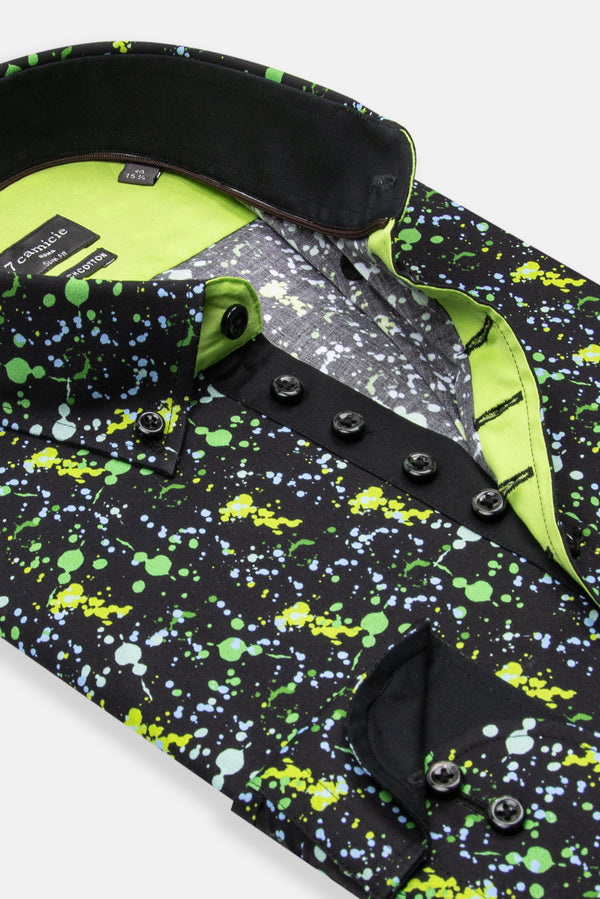 Camisa Hombre Donatello Iconic Popelin Stretch Negro Verde