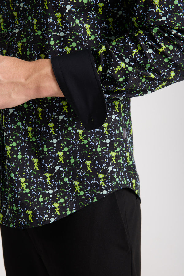 Camisa Hombre Donatello Iconic Popelin Stretch Negro Verde
