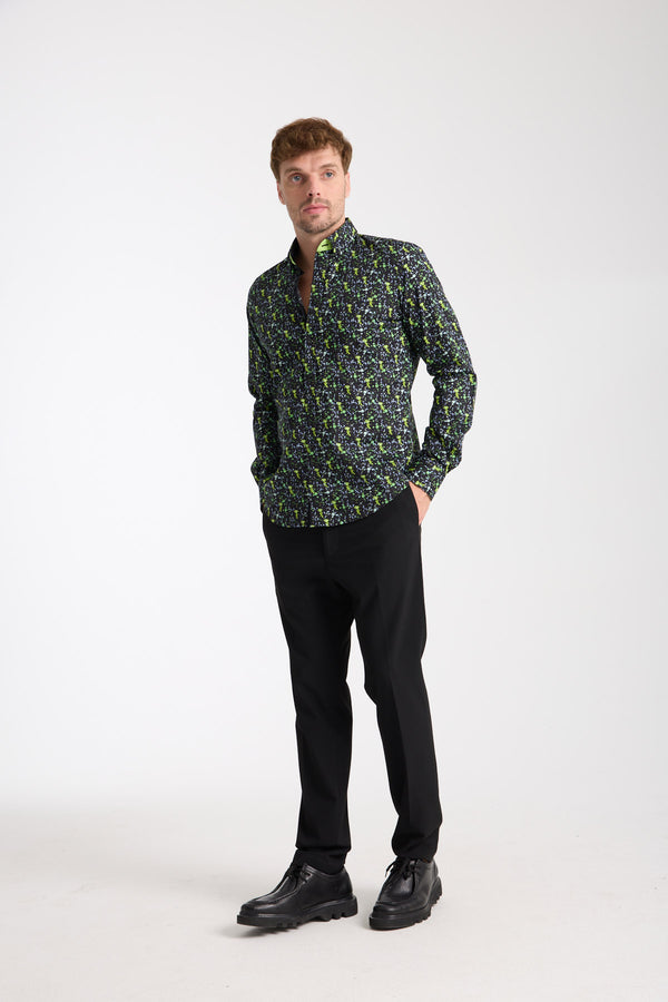 Camisa Hombre Donatello Iconic Popelin Stretch Negro Verde