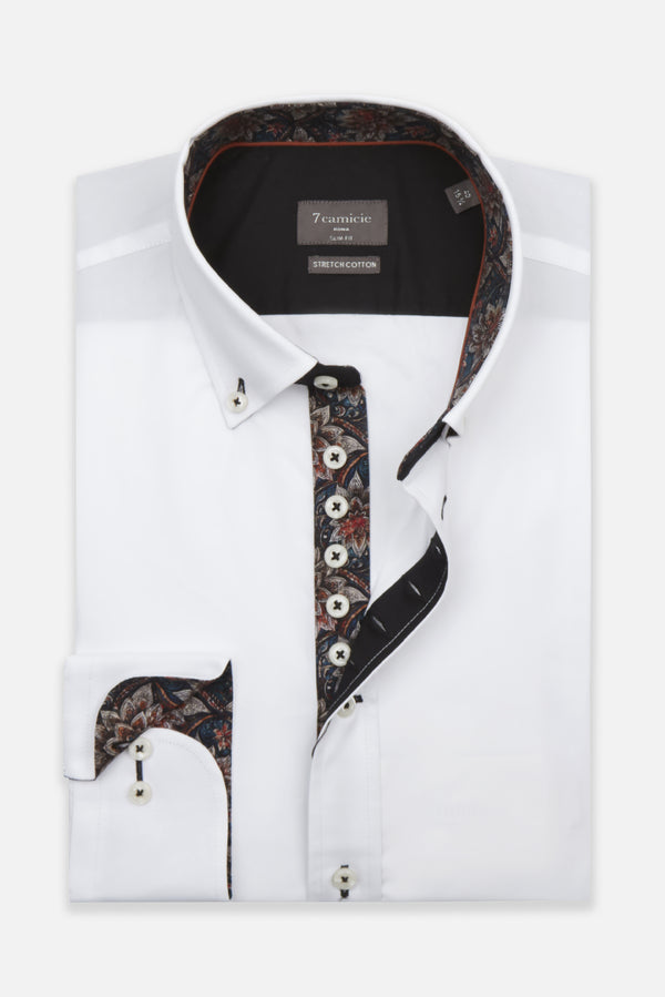 Donatello Poplin Stretch Man Shirt White