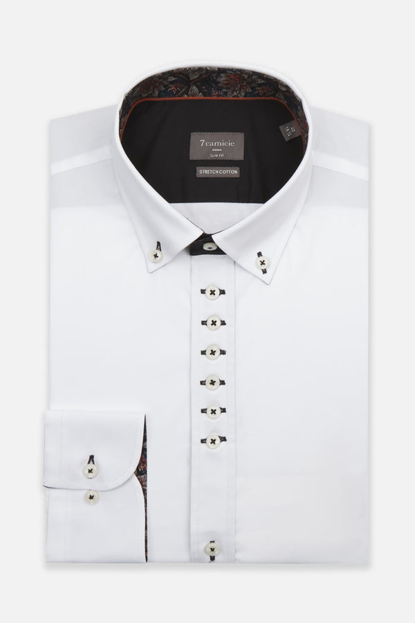 Donatello Poplin Stretch Man Shirt White