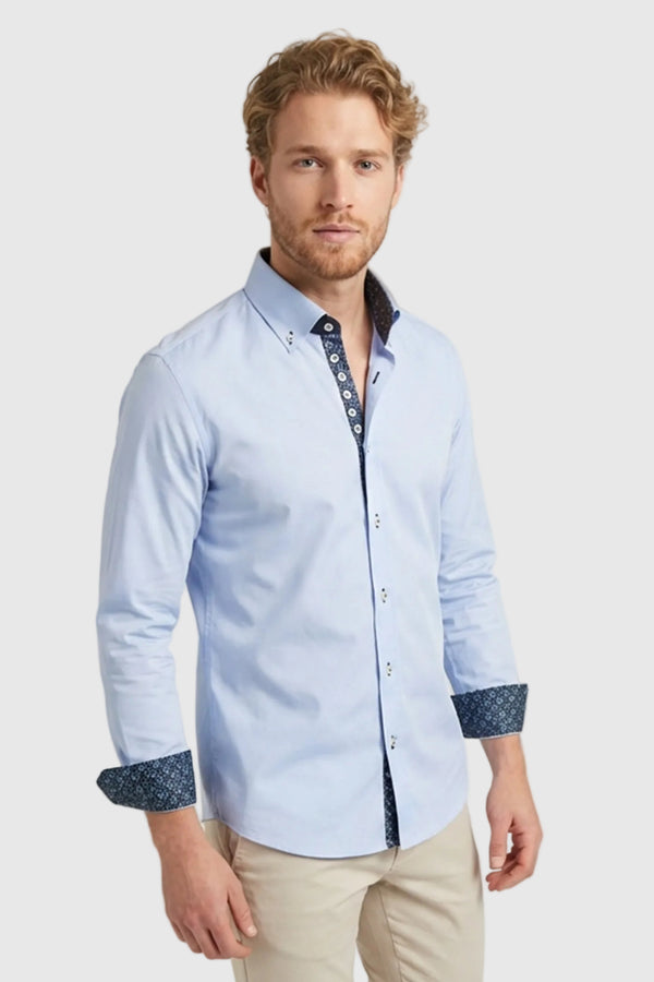 Chemise Homme Donatello Iconic Popelin Stretch Bleu clair