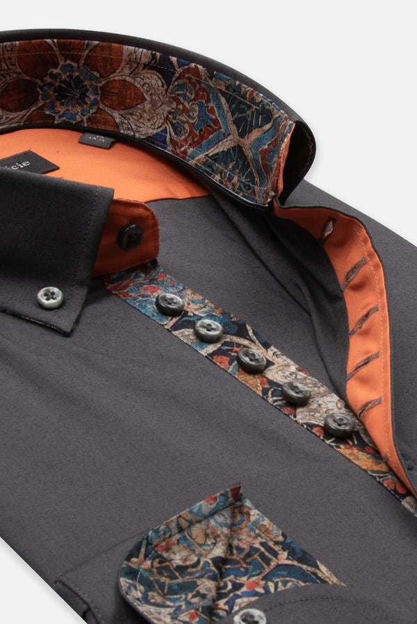 Camisa Hombre Donatello Iconic Popelin Stretch Gris