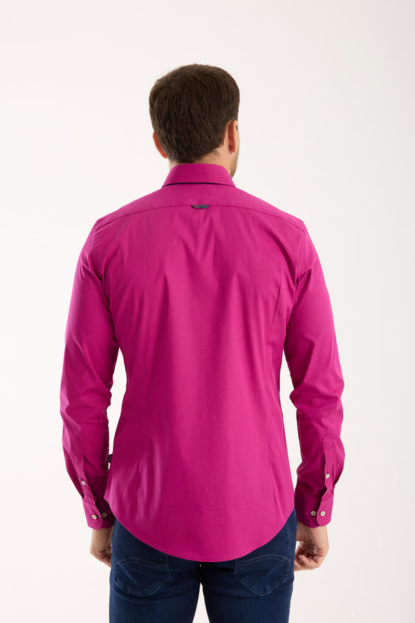 Donatello Poplin Stretch Man Shirt Purple