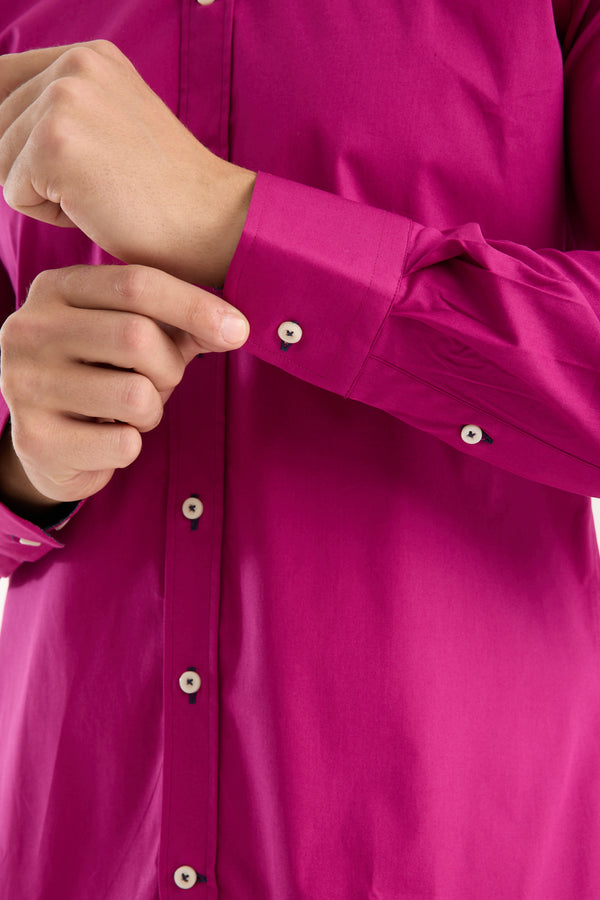 Donatello Poplin Stretch Man Shirt Purple