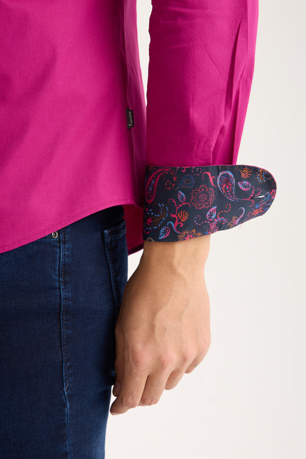 Donatello Poplin Stretch Man Shirt Purple