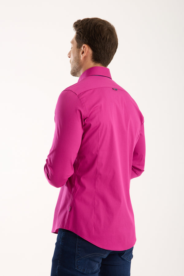 Donatello Poplin Stretch Man Shirt Purple