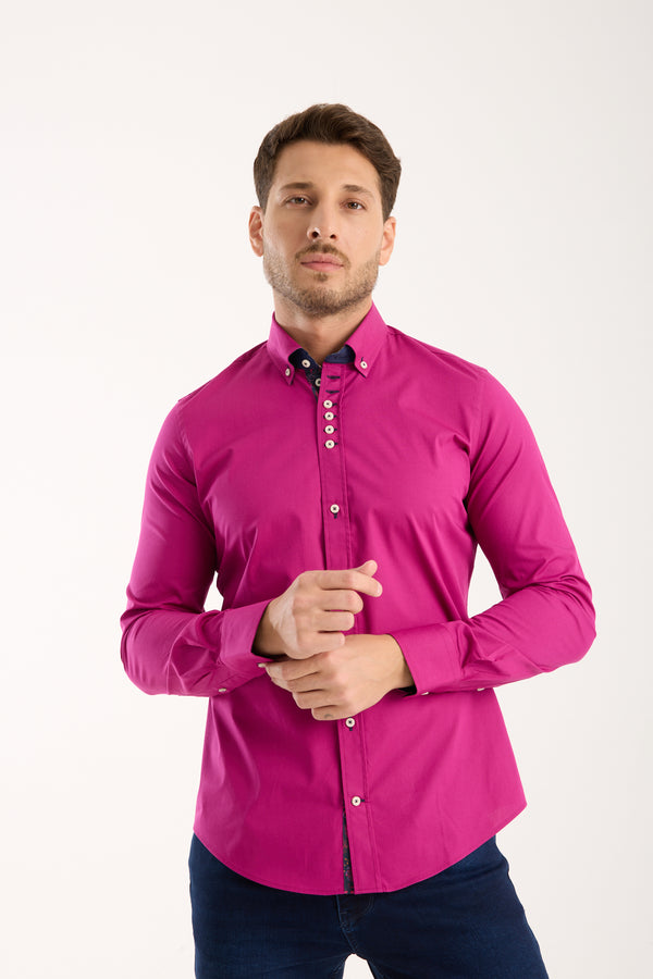 Donatello Poplin Stretch Man Shirt Purple