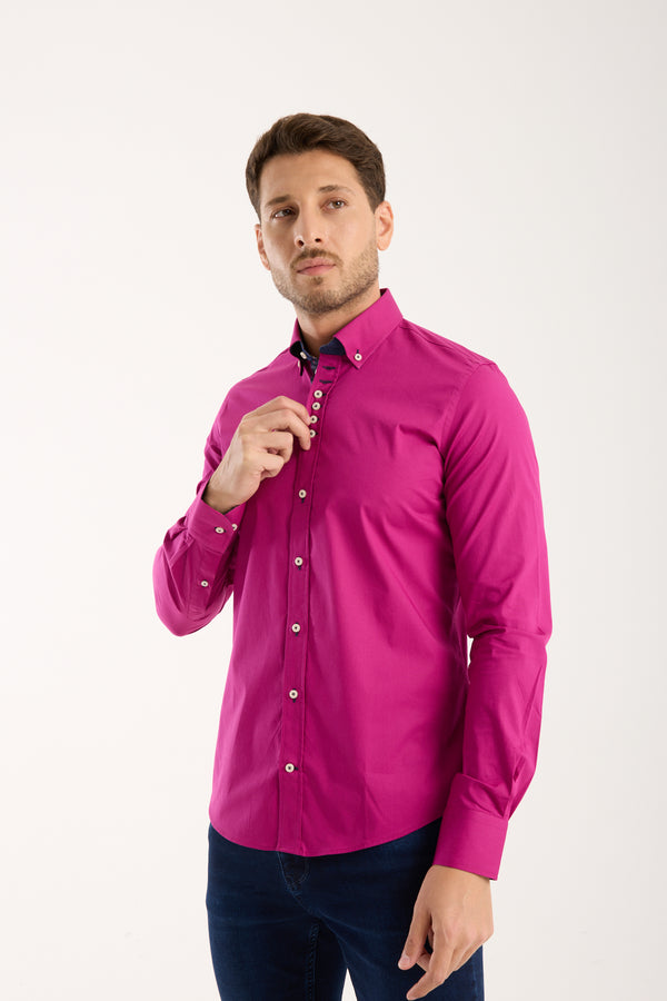 Donatello Poplin Stretch Man Shirt Purple