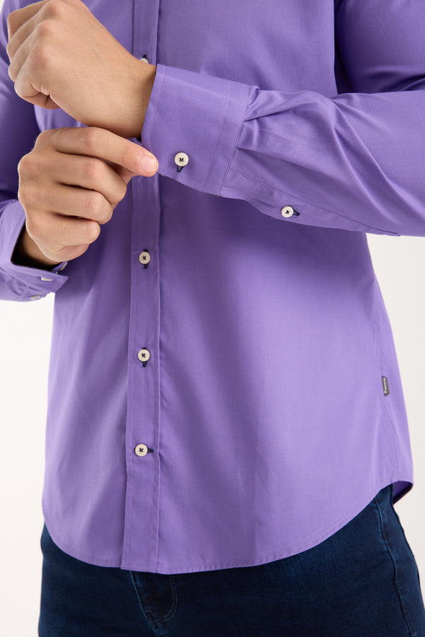 Donatello Iconic Poplin Stretch Man Shirt Purple