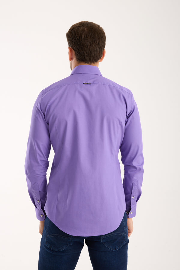 Donatello Iconic Poplin Stretch Man Shirt Purple
