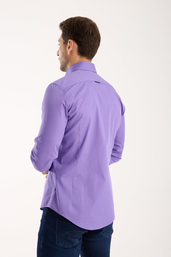 Donatello Iconic Poplin Stretch Man Shirt Purple