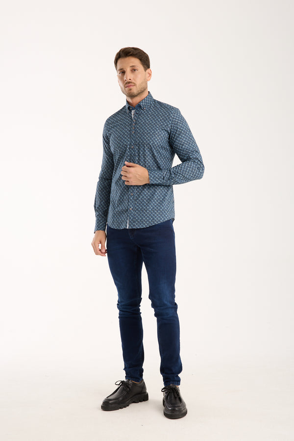 Camicia Uomo Donatello Iconic Popelin Stretch Blu Celeste