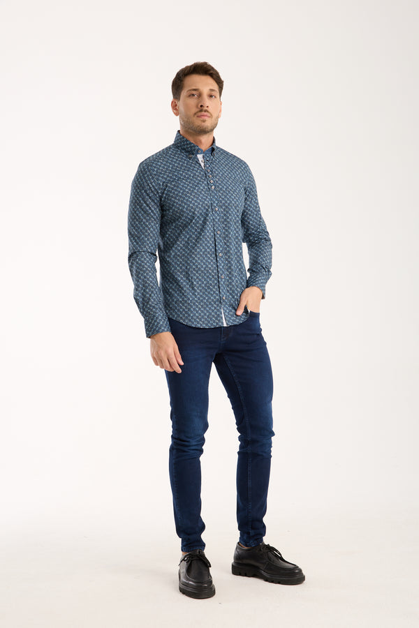 Camicia Uomo Donatello Iconic Popelin Stretch Blu Celeste