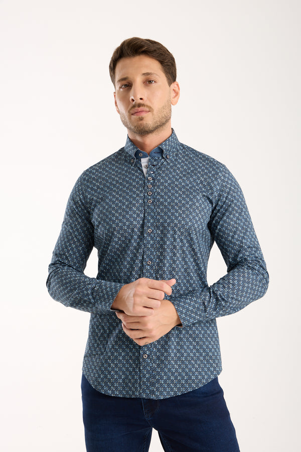 Camicia Uomo Donatello Iconic Popelin Stretch Blu Celeste