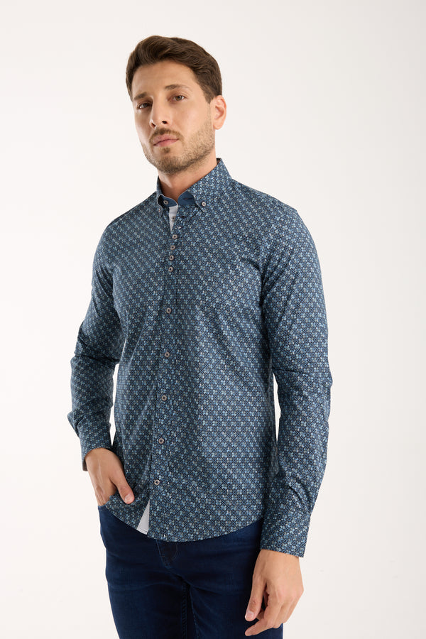 Camicia Uomo Donatello Iconic Popelin Stretch Blu Celeste