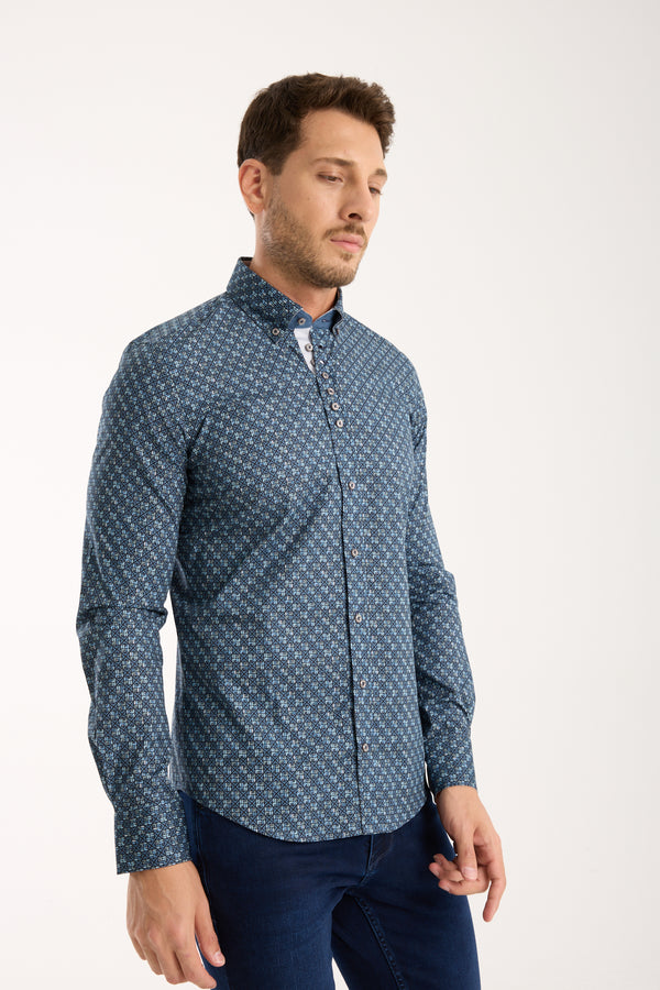 Camicia Uomo Donatello Iconic Popelin Stretch Blu Celeste