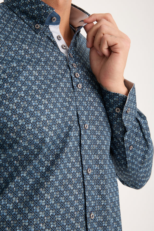 Camicia Uomo Donatello Iconic Popelin Stretch Blu Celeste