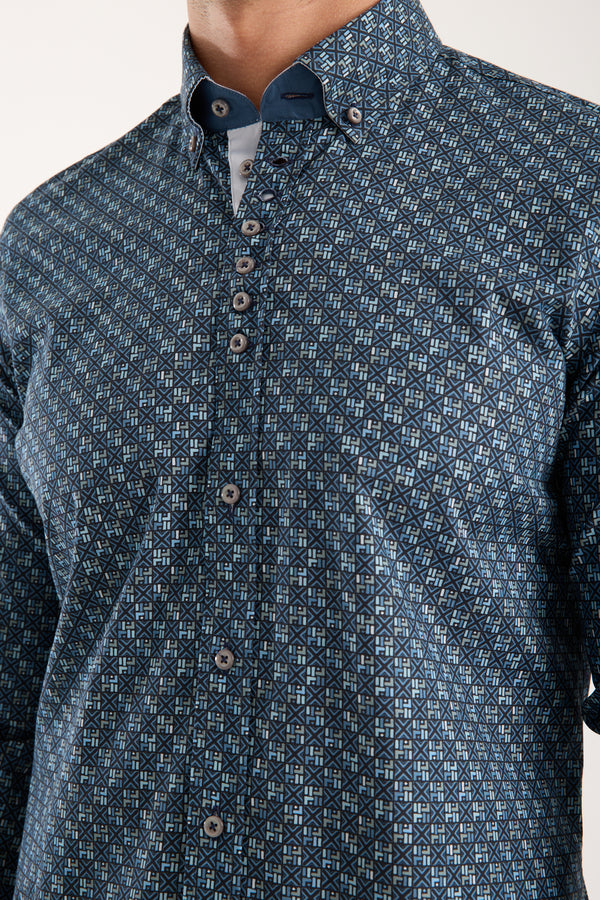 Camicia Uomo Donatello Iconic Popelin Stretch Blu Celeste