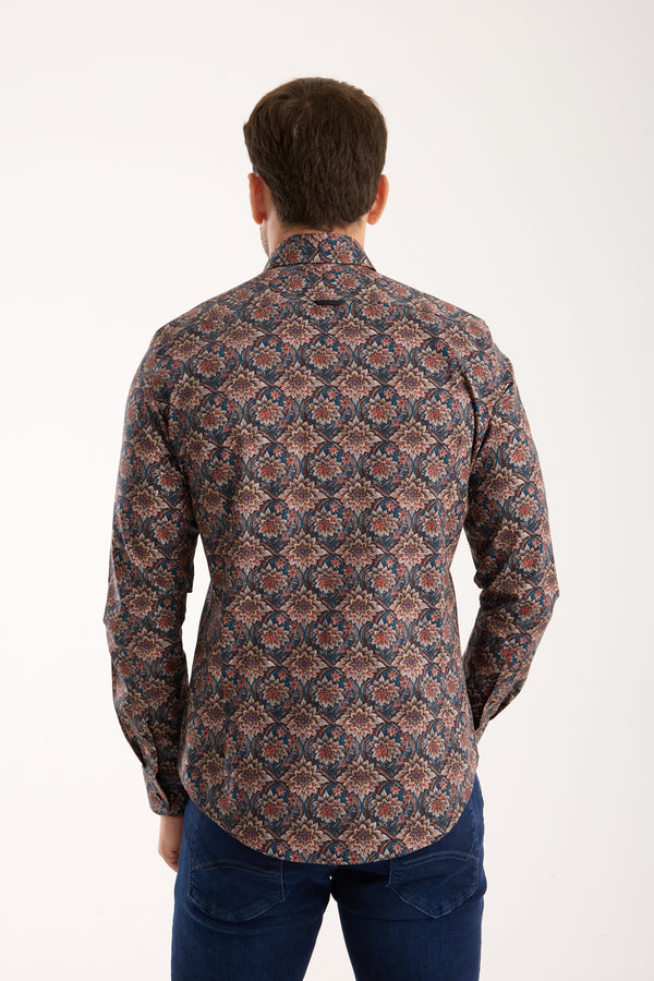 Camicia Uomo Donatello Iconic Popelin Stretch Blu Grigio