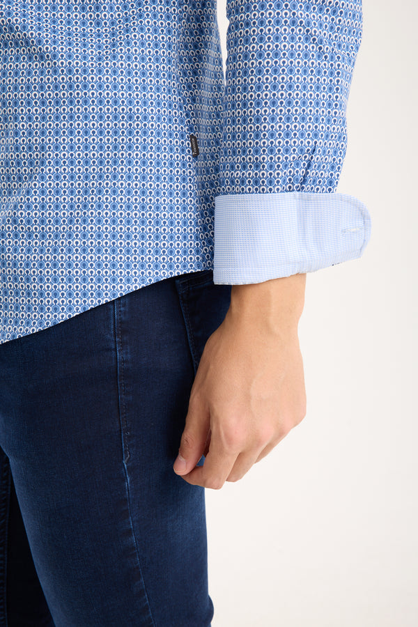 Camicia Uomo Donatello Iconic Popelin Stretch Blu Celeste