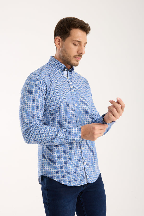 Camicia Uomo Donatello Iconic Popelin Stretch Blu Celeste