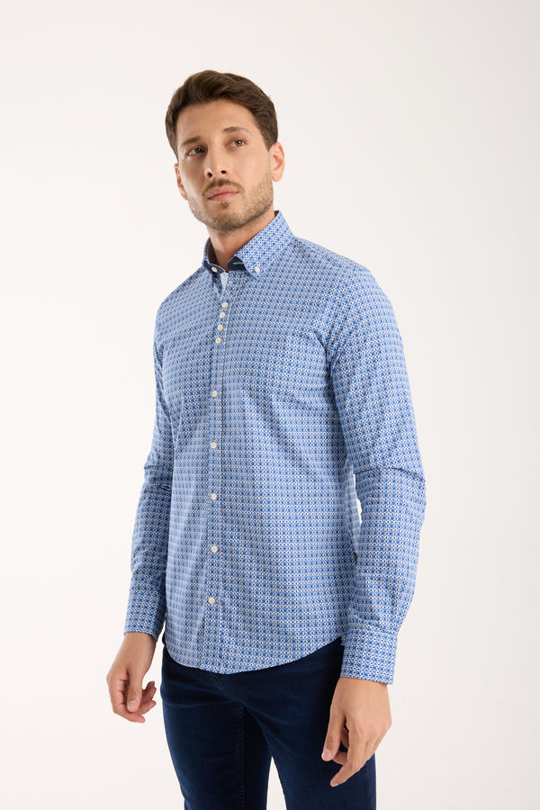 Camicia Uomo Donatello Iconic Popelin Stretch Blu Celeste