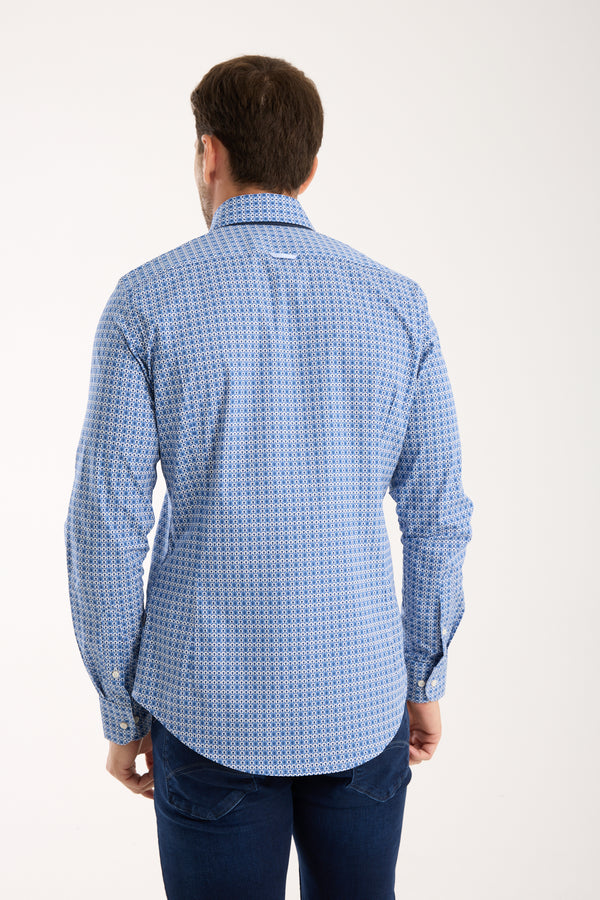 Camicia Uomo Donatello Iconic Popelin Stretch Blu Celeste