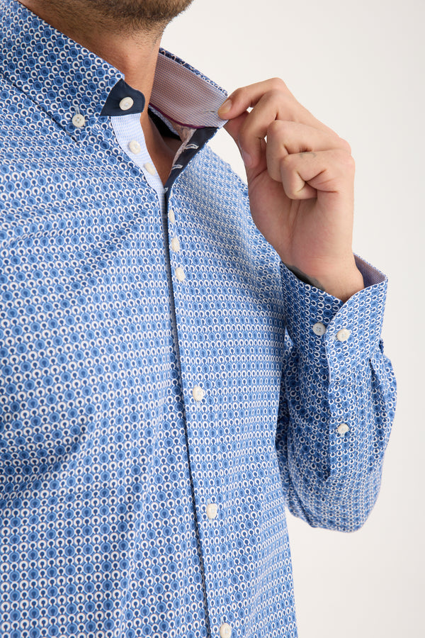 Camicia Uomo Donatello Iconic Popelin Stretch Blu Celeste