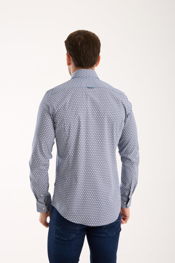 Camicia Uomo Donatello Iconic Popelin Stretch Blu Bianco
