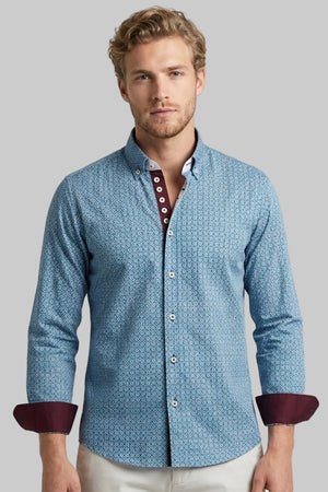 Chemise Homme Donatello Iconic Popelin Stretch Bleu clair Blanc