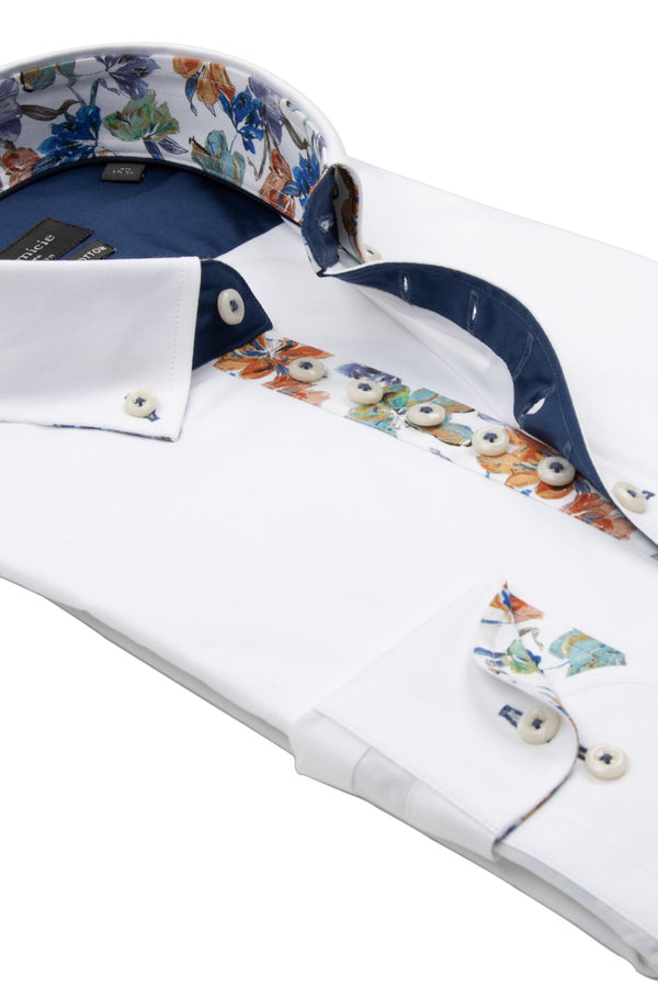 Donatello Iconic Herren Hemd Poplin Stretch Weiss
