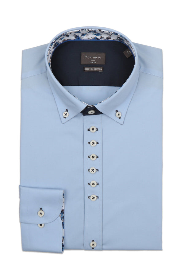 Donatello Iconic Herren Hemd Poplin Stretch Hellblau