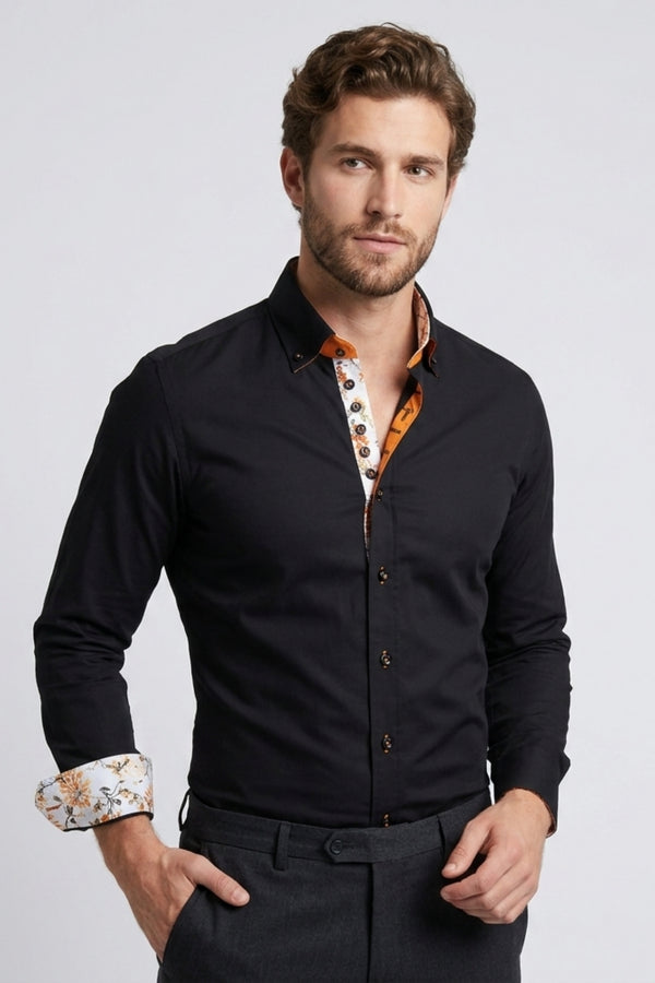 Camisa Hombre Donatello Iconic Popelin Stretch Negro