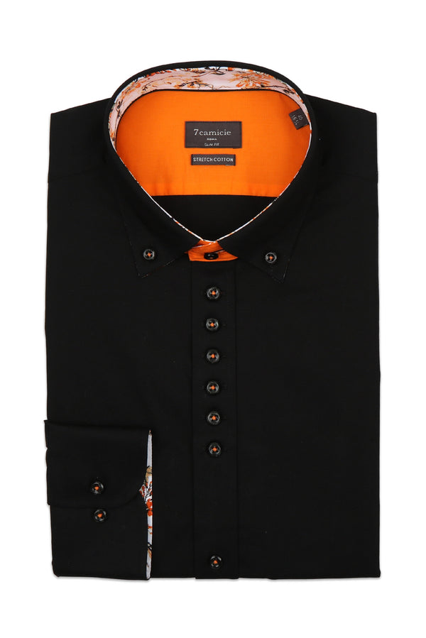 Camisa Hombre Donatello Iconic Popelin Stretch Negro
