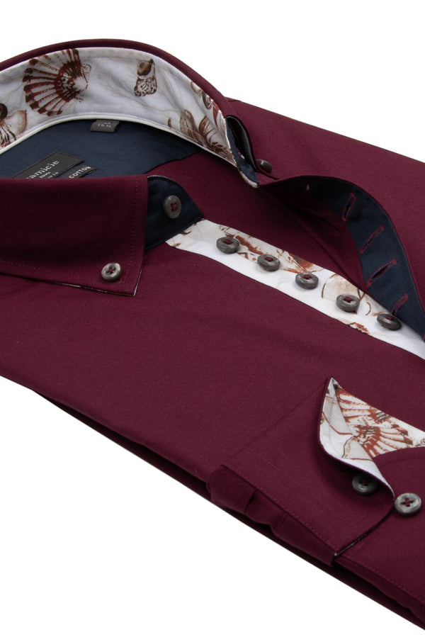 Donatello Iconic Herren Hemd Poplin Stretch Rot
