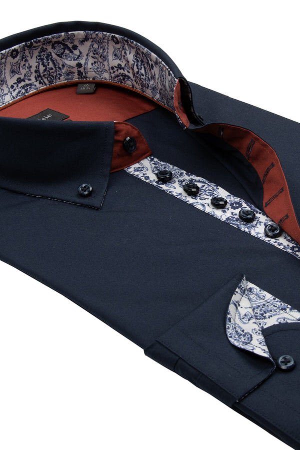 Donatello Iconic Herren Hemd Poplin Stretch Blau