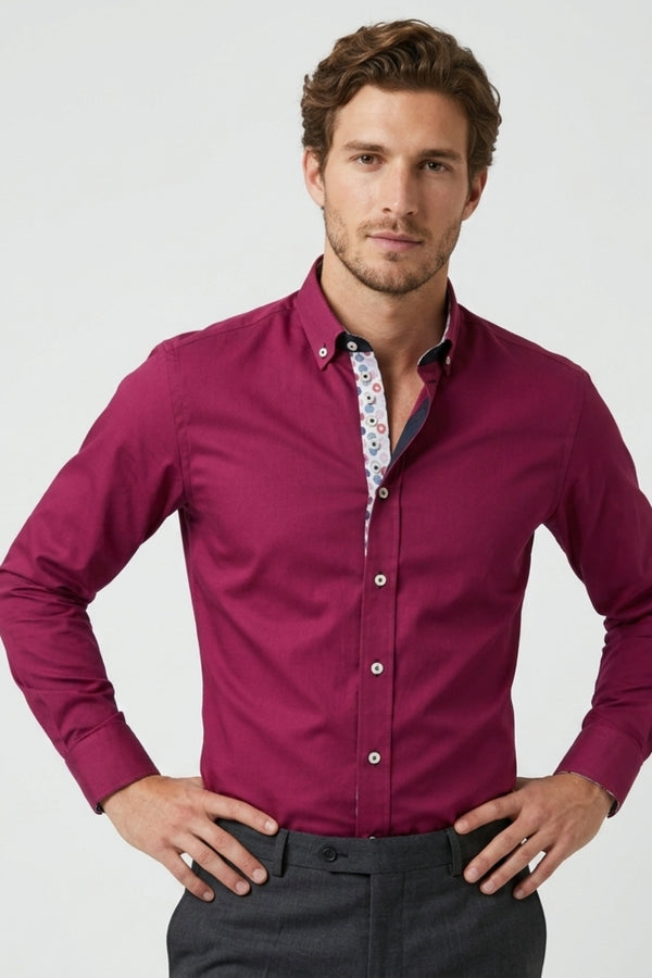 Camisa Hombre Donatello Iconic Satin Morado