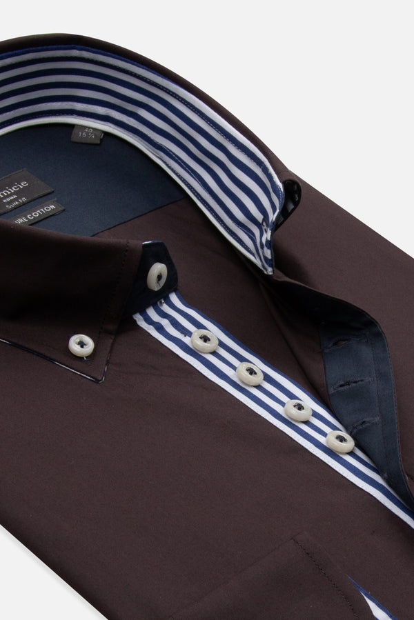 Donatello Iconic Herren Hemd Baumwolle Braun