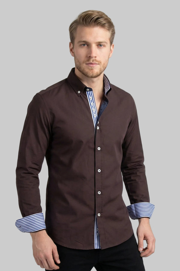 Donatello Iconic Herren Hemd Baumwolle Braun