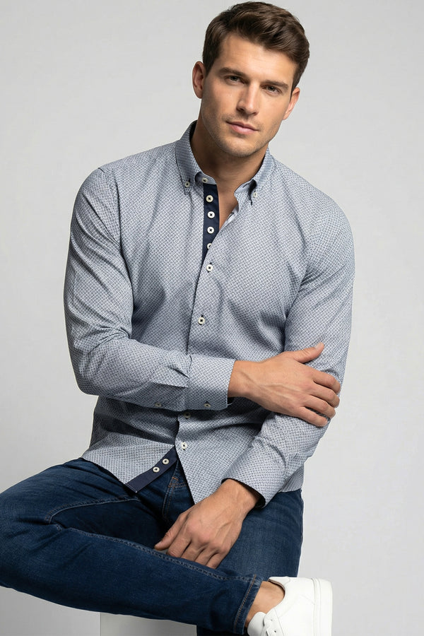 Camicia Uomo Donatello Iconic Popelin Celeste Blu