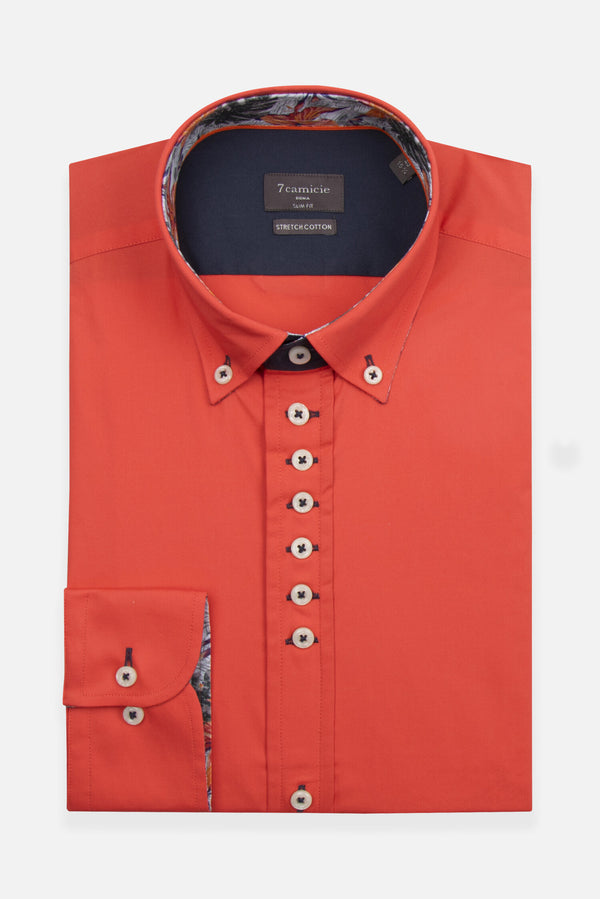Camicia Uomo Donatello Iconic Popelin Stretch Rosso