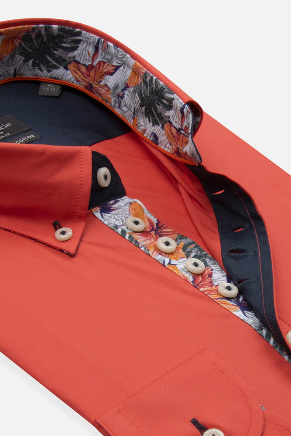 Camicia Uomo Donatello Iconic Popelin Stretch Rosso