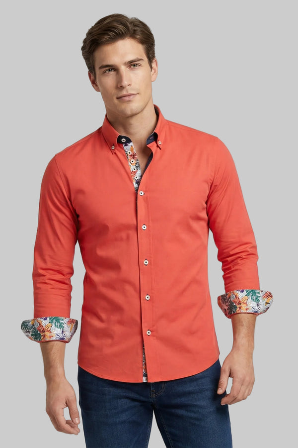 Camicia Uomo Donatello Iconic Popelin Stretch Rosso