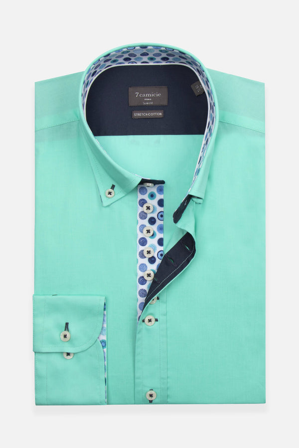 Camicia Uomo Donatello Iconic Popelin Stretch Verde
